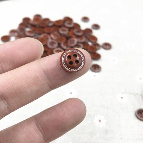DIY 200pcs Mini Brown 2-hole Wood Buttons Sewing 1/2" (13mm) Scrapbook Craft