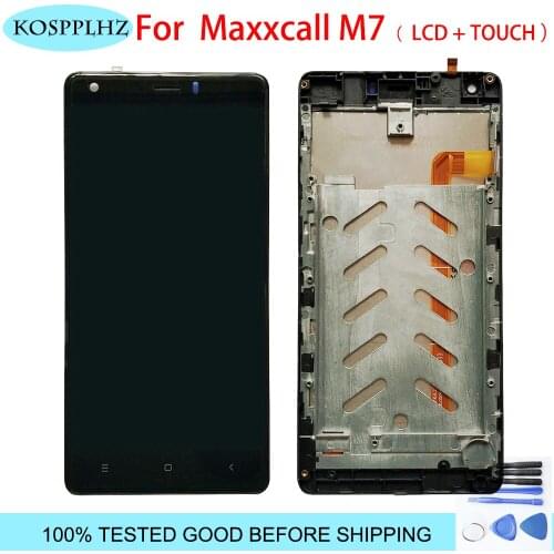 For maxxcall M7 LCD Display and Touch Screen Assembly with frame Repair Part Mobile Phone Accessories + Tools