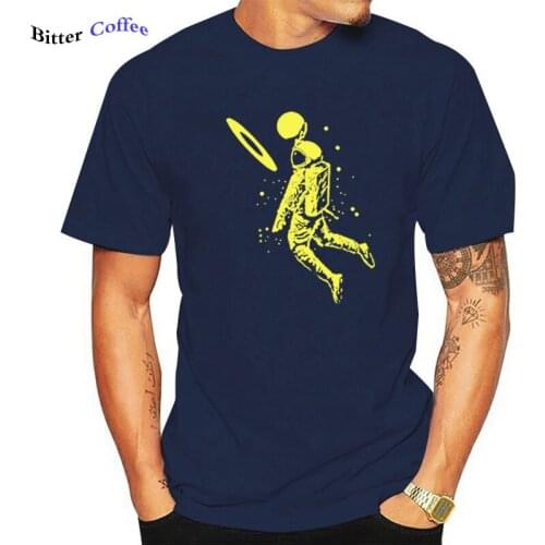 100% Cotton Casual Short Sleeve Funny Design Astronaut Printing Men T shirt O-neck Knitted Comfortable Fabric Street Men T-shirt