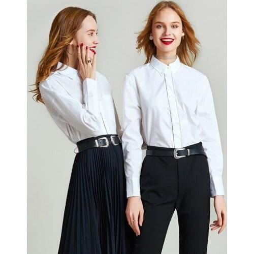 HAVVA 2020 Early Autumn New Simplicity Button-down Collar Long-sleeved Blouse C5802