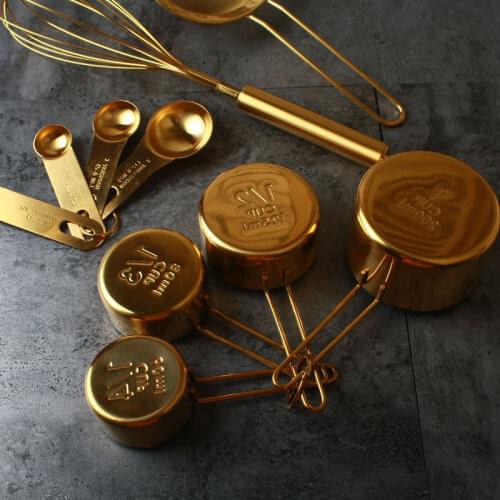 Nordic Baking Tools Retro Golden Flour Sieve Whisk Egg Pump Measuring Spoon Measuring Cup Food Photography Props