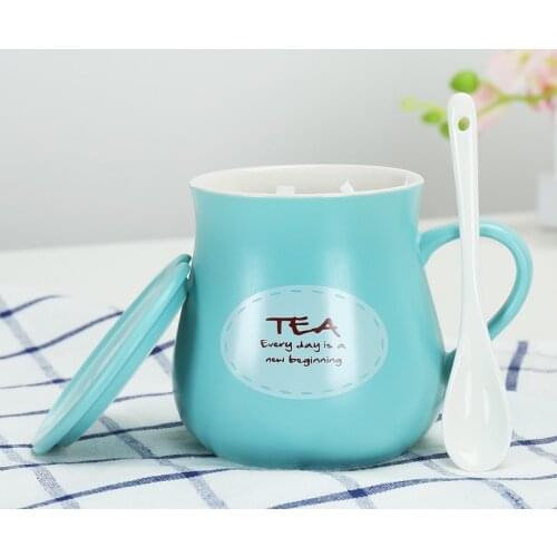 Ceramic mug Mug Coffee Cup creative couples water cup with cover spoon tea cup milk cup can be customized by students