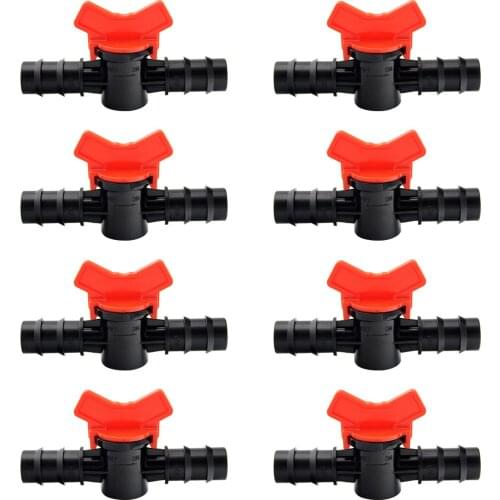 15PCS 1\\\/2in 2-Way Drip Irrigation Barbed Ball Valves Shut-Off Switch Water Flow Adjustable Valves for D16 PE Hose Tubing