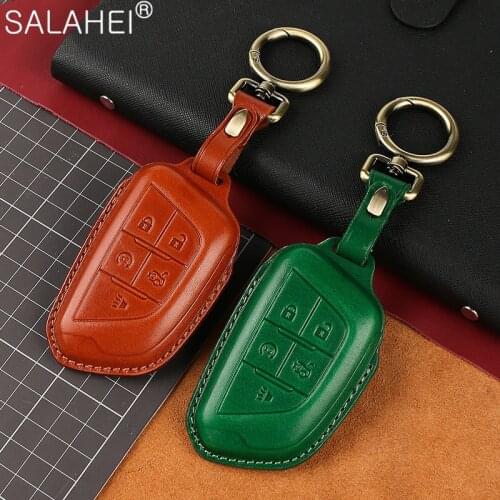 Leather Car Key Case Cover Shell For Cadillac Escalade ESV CTS XTS ATS ATS-L XLS SRX CTS-V XT4 XT5 XT6 CT4 CT5 CT6 2019 2020