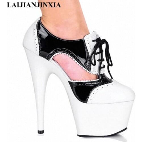 LAIJIANJINXIA white and black hollow side Women Shoes 15Cm High Heels Pumps 5Cm Platform Fetish High Heels 2018 Custom Color