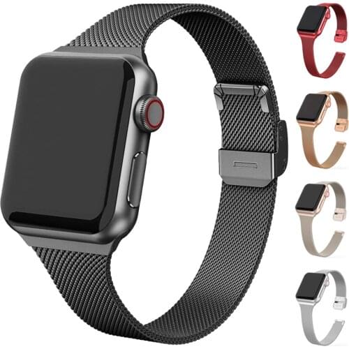 Milanes Metal Strap For Apple Watch Band 44mm 40mm 42mm 38mm Slim Stainless Steel Bracelet For iWatch Series 4 5 6 SE Watchband
