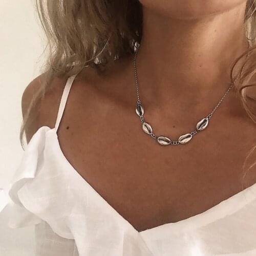 KINFOLK Fashion Gold Shell Choker Necklace For Women Girl Bohemian Seashell Beach Summer Jewelry Gift Seashell Necklace