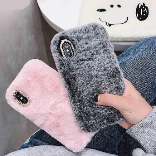 Fashion Lady Case for iPhone XS XR X 11 Pro Max TPU Case Furry Fluffy Warm Cover for iPhone 6 6S 7 8 Plus Soft Phone Case