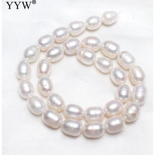 Natural White 10-11mm Rice Freshwater Pearl Beads Quality 100% Natural Pearls for Jewelry Making DIY Strand 15 Inches
