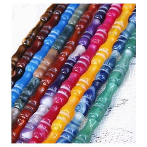 Natural Stone 8mm*26mm tee buddha head vase bamboo agate Beads Strand For Jewelry Making bracelet ggh5d
