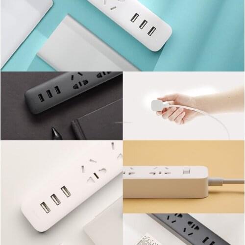 100%New Xiaomi Electronic Power Strip Socket Fast Charging 3 USB + 3 Sockets Standard Plug Interface Extension For Smart Home