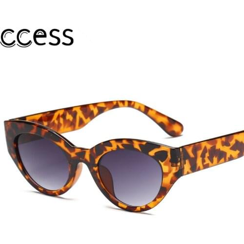 New Personality Cat Eye Sunglasses Black Leopard Small Frame for Vacation UV400 Brand Designer Women Sunglasses
