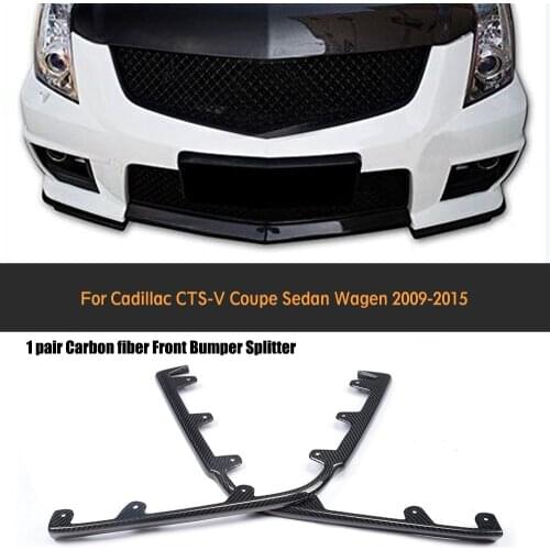 Carbon Fiber Front Center Lip Side Splitters Spoiler Flaps Chin Bumper Protector For Cadillac CTS V 2009 - 2015 Non Vsport