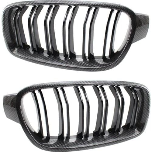Car Carbon Fiber Double Line Front Hood Kidney Grill For bmw 3 Series F30 2013-2019 51130054493