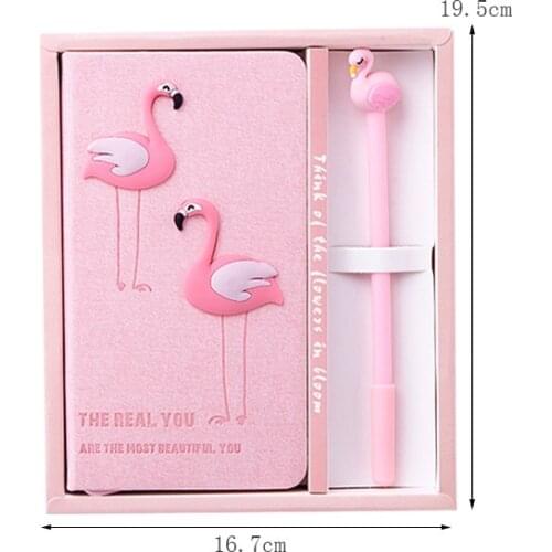 Pink Flamingo Notebook Set Note Book With Pen Set Diary Day Planner Kawaii Journal Stationery School Supplies Study Gift Tools