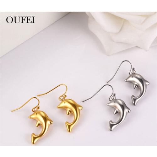 OUFEI Stainless Steel Earrings For Women Charms Dolphin Drop Earrings Set Of Earrings Women Fashion Jewelry Accessories