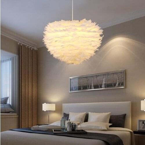 Nordic American Princess Romantic chandelier Modern Simple Creative Childrens Room Parlor Light LED Feather Chandelier led lamp