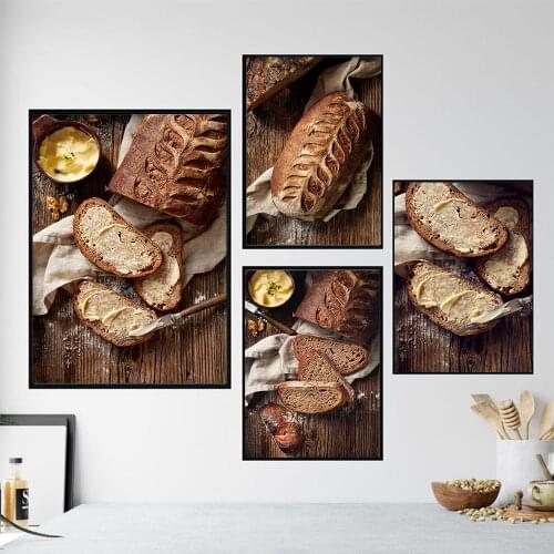 Nordic Cake Oat Bread Dessert Poster Tasty Food Canvas Painting Modern Wall Art Picture for Kitchen Cafe Restaurant Decoration