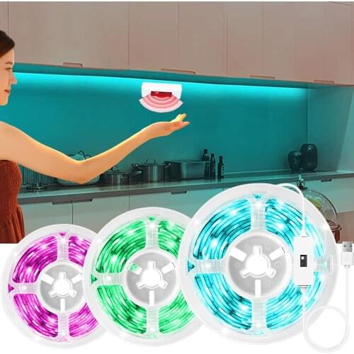Hand Sweep Sensor LED Strip Light SMD2835 USB DC 5V Light Strip for Bedroom Kitchen Bathroom Sensor with Dimmable Night Lamp