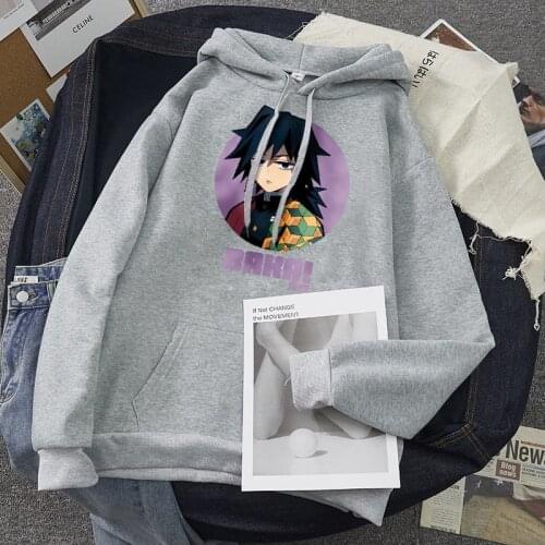Demon Slayer Anime Hoodie Giyu Tomioka Baka Kimetsu No Yaiba Oversized Sweatshirt Streetwear Men Warm Pullovers
