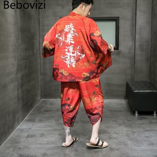 Traditional Chinese Clothing Style Orient Tang Hanfu for Men Sets Plus Size M-5XL Red Blue Fashion Japan Kimono Daopao Robe Suit