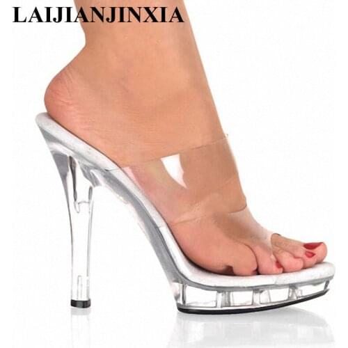 LAIJIANJINXIA 5 Inch High Heels Slippers Plump Crystal Shoes Sexy Pole Dancing Shoes Platform Womens Shoes Dance Shoes N-036