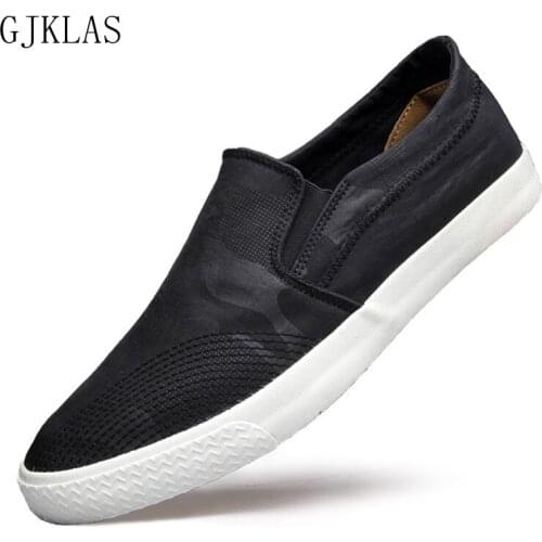 Slip-on Sneakers Comfort Low Top Casual Men Shoes Summer Breathable Flat Shoes Outdoor Walking Shoes Anti-skidding Footwear New