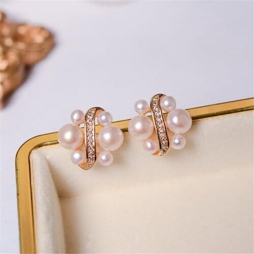 Gold Silver Color Korea New Fashion Stud Earrings for Women Elegant Cute Pearl Earrings Jewelry