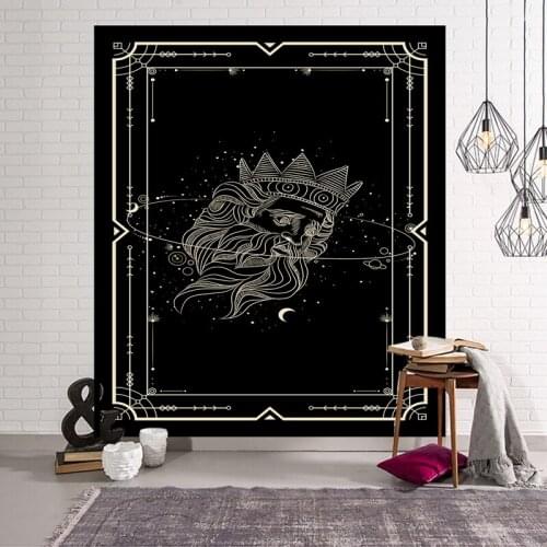 Golden Black Sun Moon Tower Mandala Indian Tapestry Wall Hanging Boho Decor Macrame Hippie Witchcraft