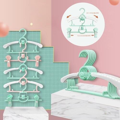 10pcs Quality Retractable Childrens Hangers Thicken Durable Clothes Shelf Cartoon Baby Drying Rack No Trace Non-slip Pants Clip