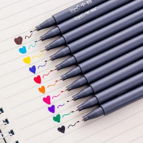 10 pcs/lot Fine line drawing pen for manga cartoon advertising design Water Color pens Stationery Office school supplies