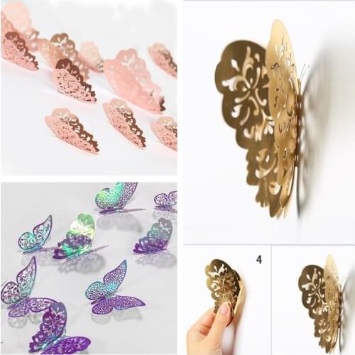 12pcs 3D Simulation Butterfly Wall Stickers Baby Shower DIY Birthday Party Decorations Kids Halloween Christmas Decor for Home