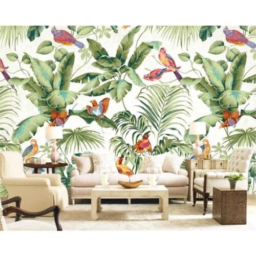 Beibehang 3d Living Room Background Decorated Wallpaper Hand-painted European Tropical wood flowers and birds 3D wallpaper mural