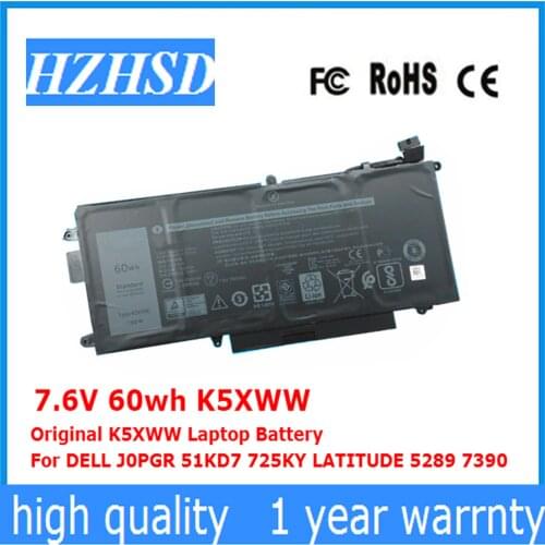 7.6V 60wh K5XWW Original K5XWW Laptop Battery For DELL J0PGR 51KD7 725KY LATITUDE 5289 7390