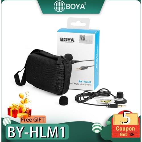 BOYA BY-HLM1 Wearable Pin Microphone Omnidirection Conderser Lavalier Mic 3.5mm Plug for Canon Nikon Sony Panasonic DSLR Camera