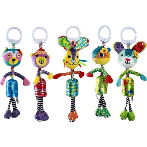 Baby Rattles Toys Cotton Stroller Pram Crib Hanging Plush Infant Toys Clip Newborn Crib Bed Handbells Baby Toys 0-12 Months