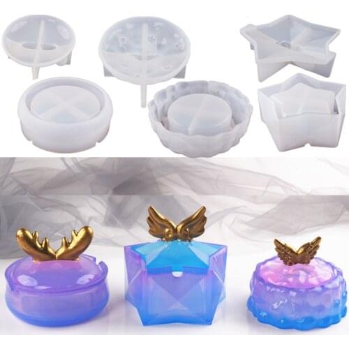 DIY Clouds Stars Ashtray Resin Mould With Lid for DIY Christmas Storage Box Wings Antler Elk Storage Box Mirror Silicone Mould