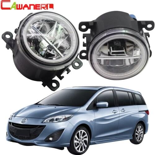 Cawanerl 2 X Car Accessories 4000LM LED Lamp Fog Light + Angel Eye DRL Daytime Running Light 12V For Mazda MPV II (LW) 1999-2006