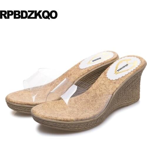 Espadrilles Cheap Women Slip On Pvc Shoes Summer Transparent 2018 Korean Slides Rope Wedge Sandals High Heels Platform Pumps