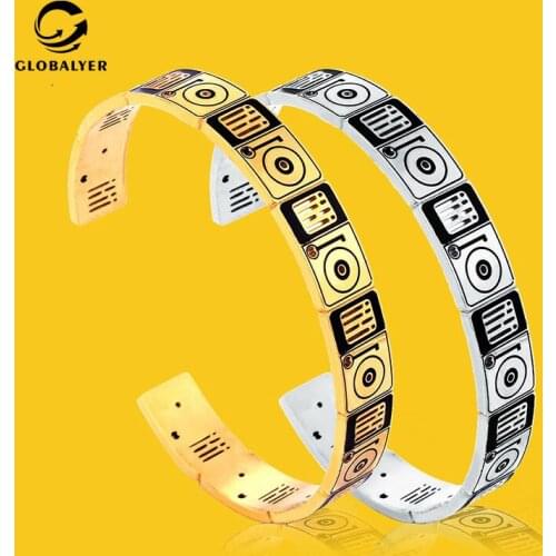 Europe and the United States explosion models creative Stainless steel opening couple disc player Titanium steel bracelet 455
