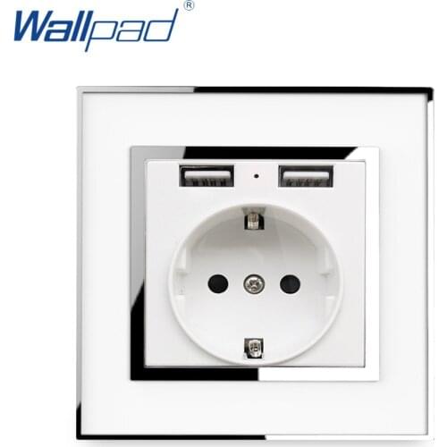 EU Power Socket with USB Wallpad Acrylic Panel 16A Wall Electric Outlet Mirror European Standard Schuko Charger Plates