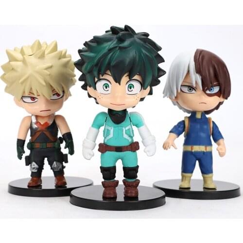 3pcs My Hero Academia Figure Anime My Hero Academia Action Model Midoriya Izuku Bakugou Katsuki Todoroki Shoto PVC Figure Toys