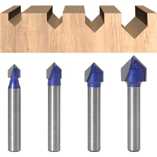 6mm Shank 90 Degree V Type Groove Flush Trim Router Bit Chuck Trimming Engraving Milling Cutter