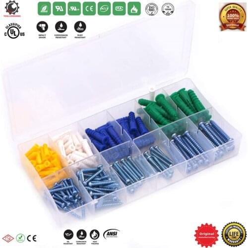 Self Tapping Screws Kit,Excellent Plastic Drywall and Hollow Wall Anchors Screw Assortment Kit,Anchors, Screws,Wall Anchor Hooks