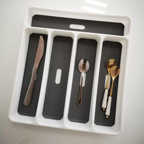 Kitchen Drawer Organizer Tray Spoon Knife Fork Cutlery Separation Finishing Storage Box Cutlery Storage Shelf 5/6 Grids