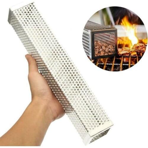 12inch Square BBQ Grill Hot Cold Smoking Mesh Tube Smoke Generator Stainless Pellet Smoker BBQ Accessories
