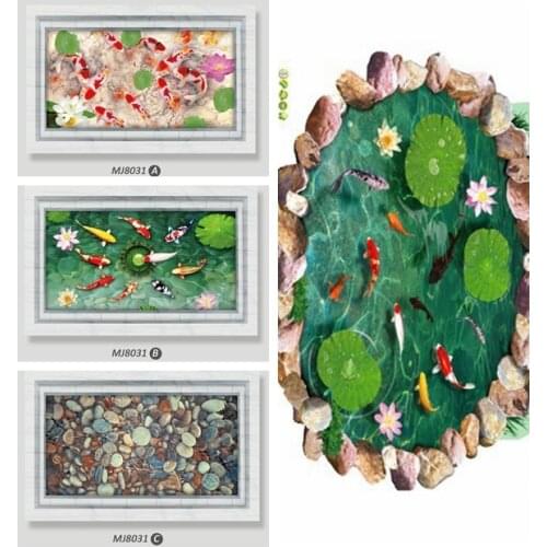 Top Selling Creative 3D window Lotus Leaf hole home decals wall sticker vivid floor decoration bathroom washroom door lovely mur