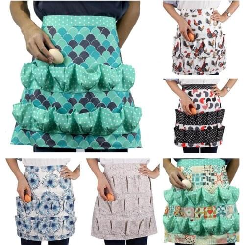 Apron Printing Anti-stain Multifunctional Multi-pocket Egg Collecting Apron for Farm Kitchen Accessories Cleaning Tools