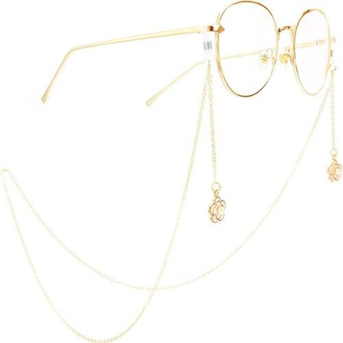 Fashion Pearl Mask Chains Eyeglasses Chain Women Retro Metal Sunglasses Lanyards Eyewear Cord Holder Pearl Plum Pendant Flower