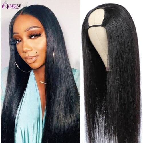 MUSE LOVE Burmese Bone Straight Wig 180% U Part Straight Wig Human Hair Wigs U Part Human Hair Straight Wig For Black Women